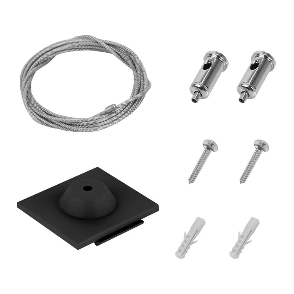 KIT DE 13 PIEZAS DE CABLE DE ACERO PARA SUSPENDER 1 M NEGRO