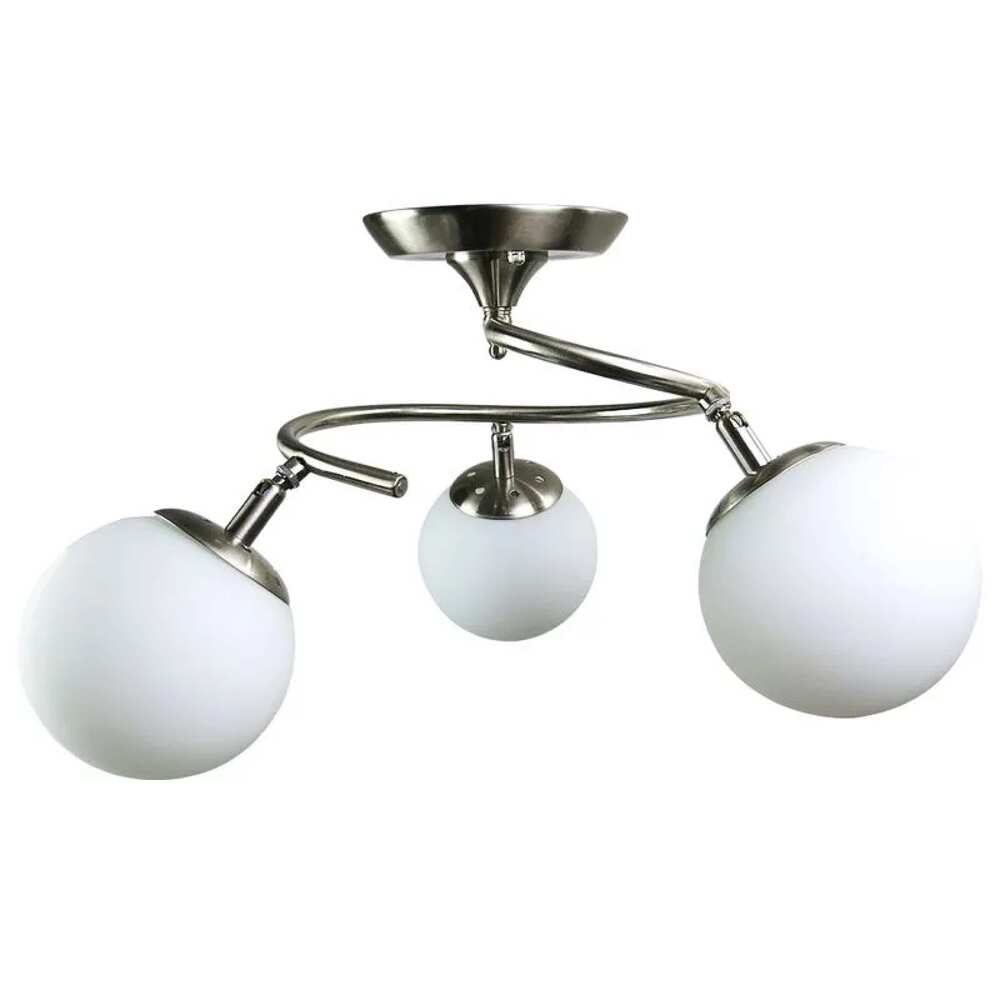 LUMINARIA METALICA SATIN BRAZOS DIRIGIBLES PANTALLAS CRISTAL BLANCO P/3 FOCOS E27