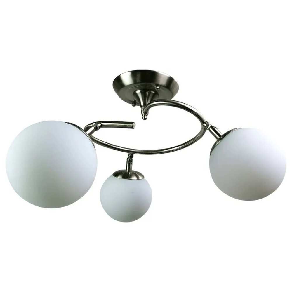LUMINARIA METALICA SATIN BRAZOS DIRIGIBLES PANTALLAS CRISTAL BLANCO P/3 FOCOS E27