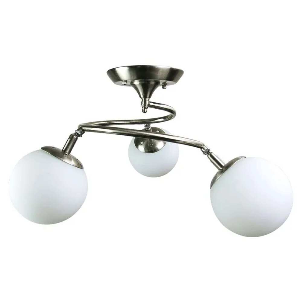 LUMINARIA METALICA SATIN BRAZOS DIRIGIBLES PANTALLAS CRISTAL BLANCO P/3 FOCOS E27