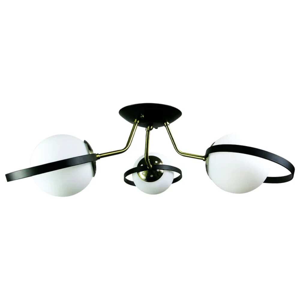 LUMINARIA METALICA DORADA BRAZOS DIRIGIBLES PANTALLAS CRISTAL BLANCO P/3 FOCOS E27