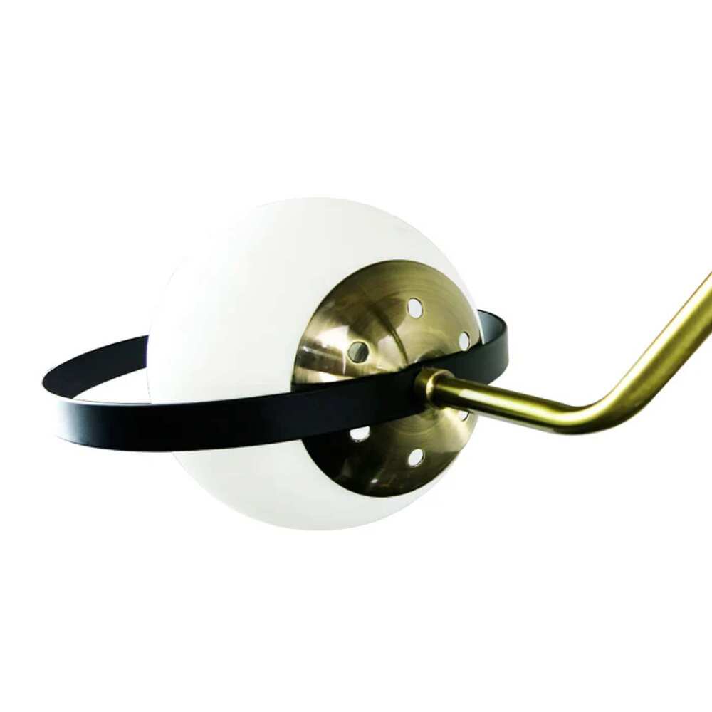 LUMINARIA METALICA DORADA BRAZOS DIRIGIBLES PANTALLAS CRISTAL BLANCO P/3 FOCOS E27