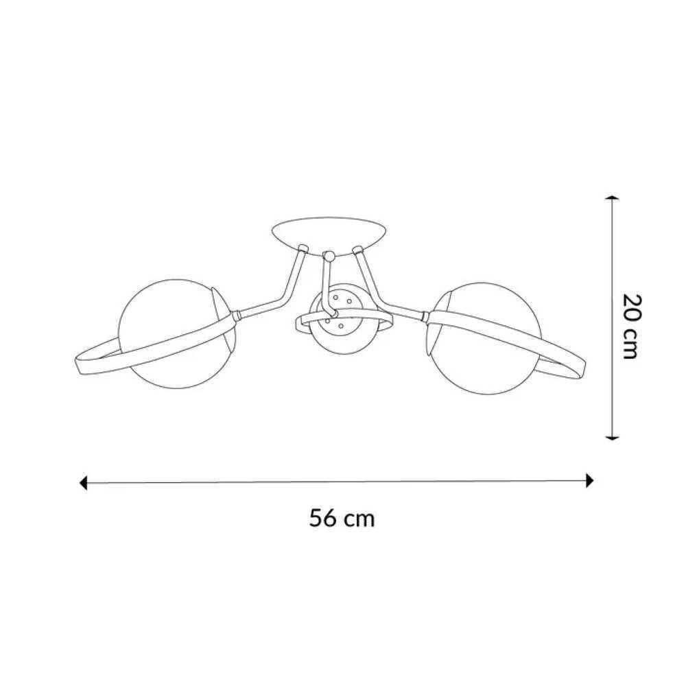 LUMINARIA METALICA DORADA BRAZOS DIRIGIBLES PANTALLAS CRISTAL BLANCO P/3 FOCOS E27
