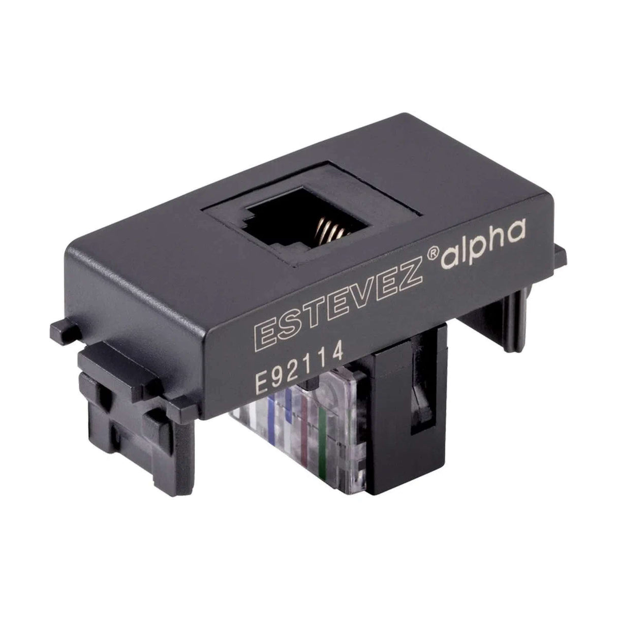 KIT DE 10 TOMAS TELEFONICAS DE 6 HILOS RJ11 EN COLOR NEGRO LINEA ALPHA ESTEVEZ