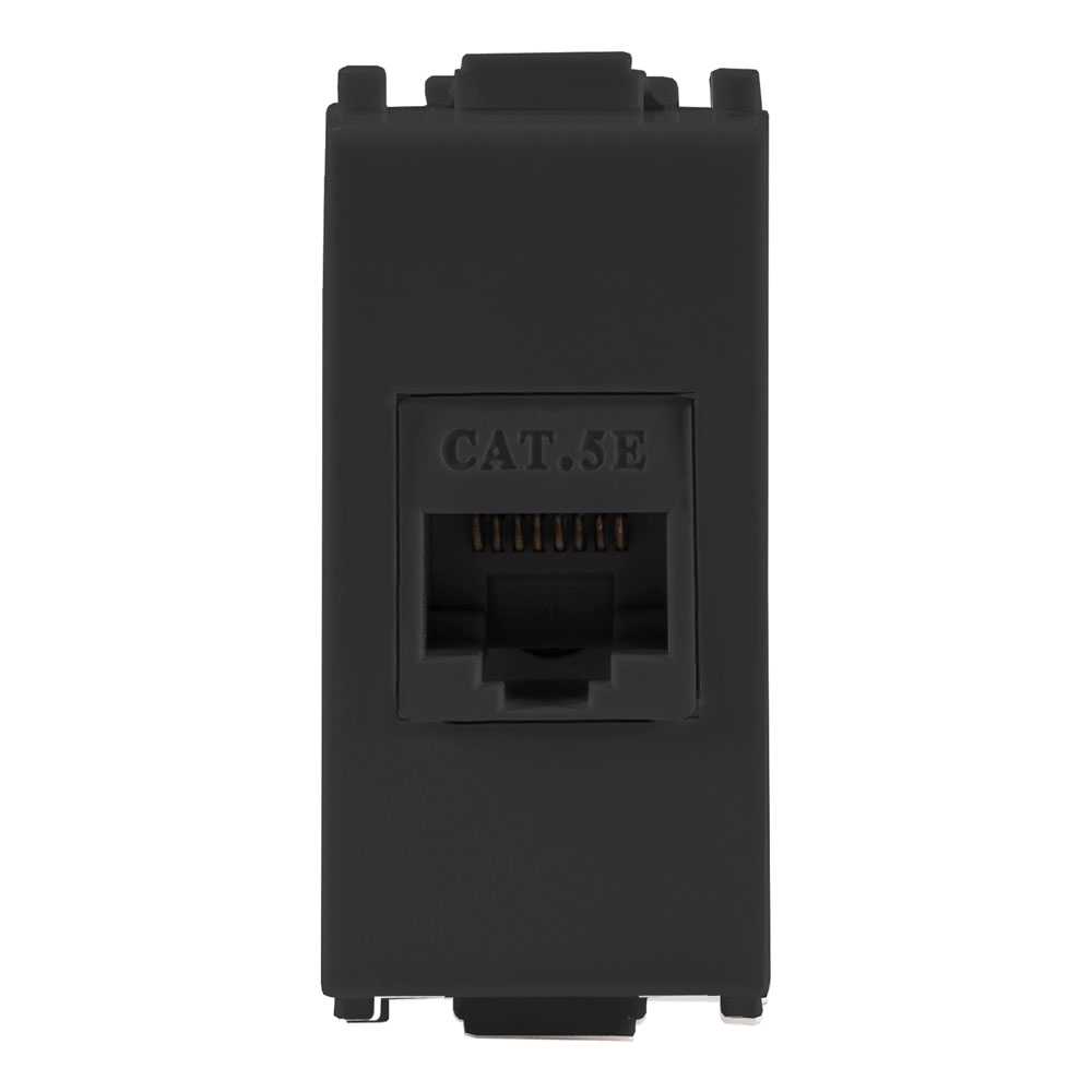 KIT DE 4 TOMAS DE COMPUTO DE 8 HILOS RJ45 COLOR NEGRO LINEA ALPHA ESTEVEZ