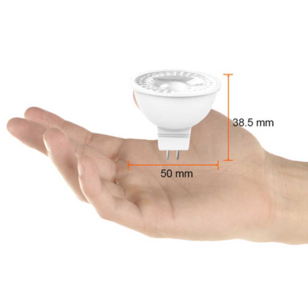 KIT DE 6 PIEZAS DE FOCO LED TECNOLITE RADIUM I TIPO MR16 ATENUABLE 7W LUZ SUAVE CÁLIDA BASE GX5.3