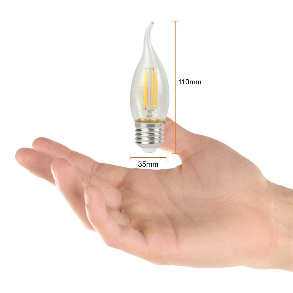 KIT DE 14 PIEZAS DE FOCO LED TECNOLITE TIPO VELA ATENUABLE 4.5W LUZ SUAVE CALIDA BASE E27