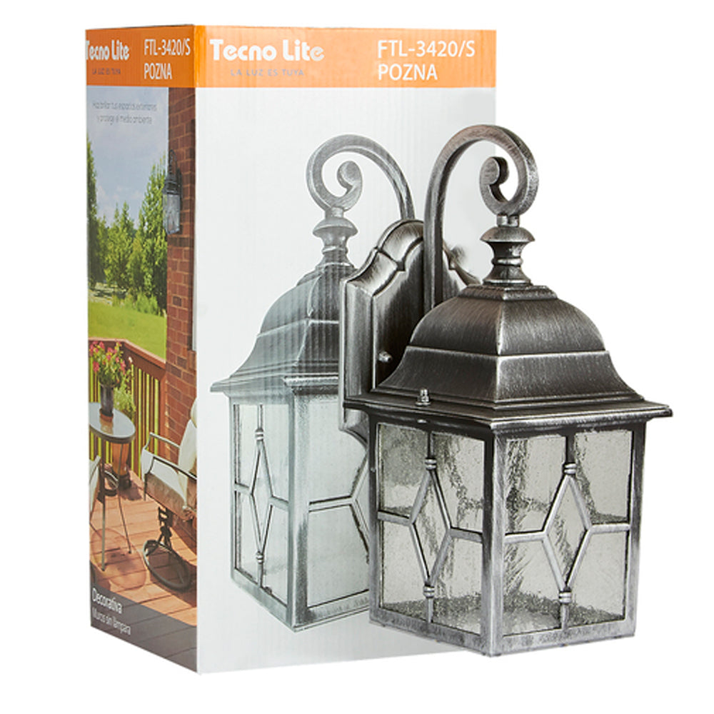 KIT DE 2 PIEZAS DE FAROL DE EXTERIOR POZNA TECNOLITE PARA SOBREPONER 20W BASE E27