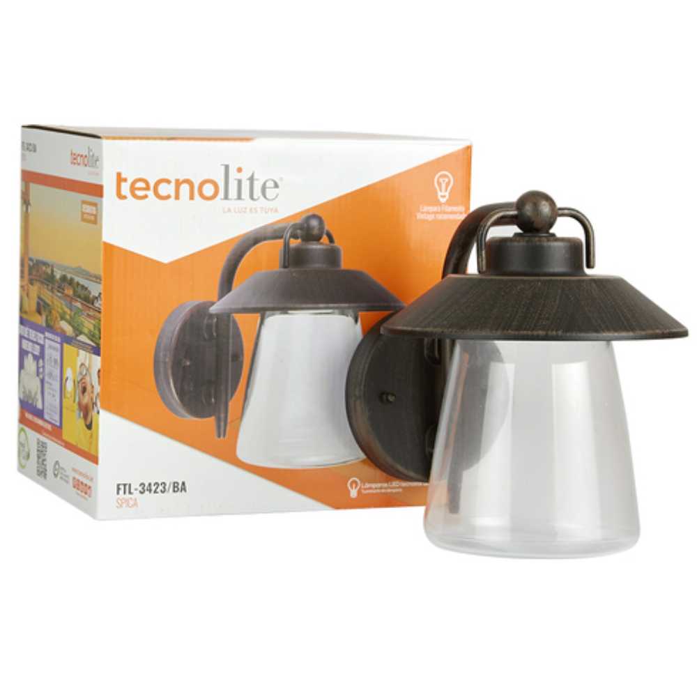 KIT DE 2 PIEZAS DE FAROL DE EXTERIOR SPICA TECNOLITE PARA SOBREPONER 20W BASE E27