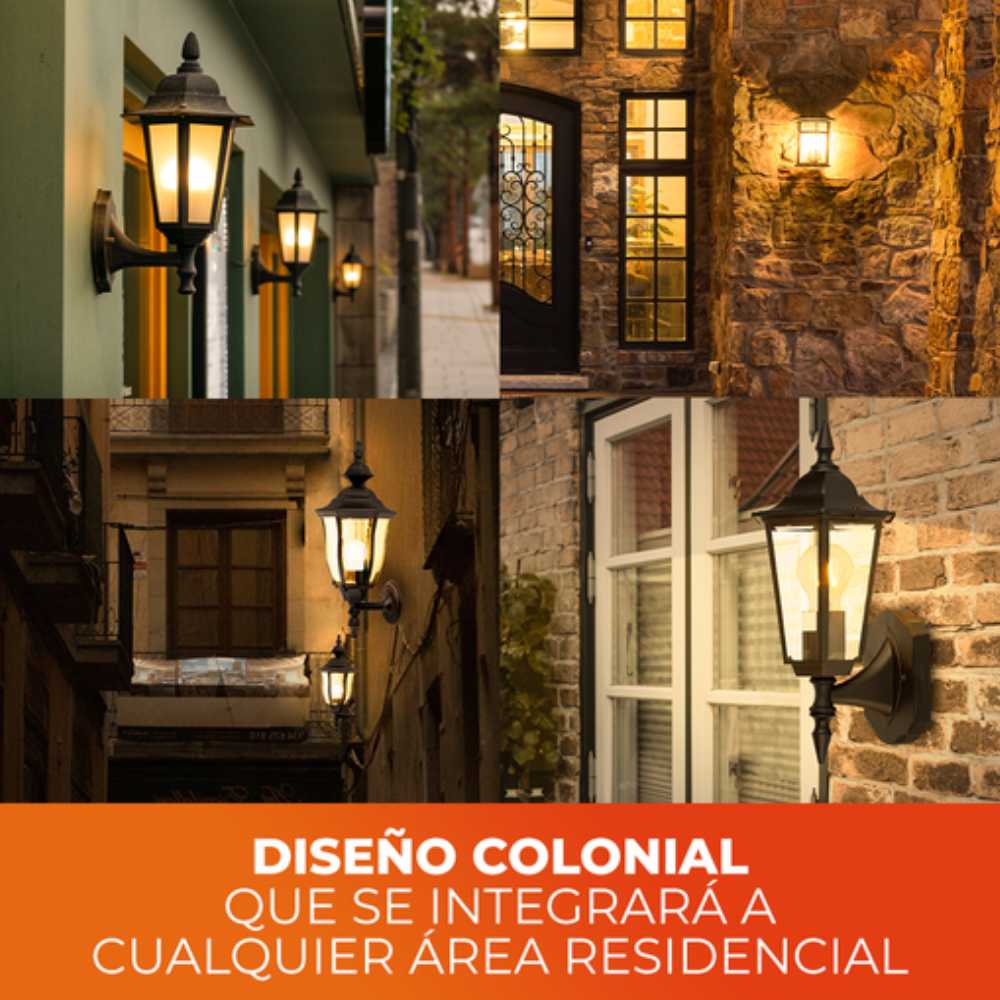 KIT DE 3 PIEZAS DE FAROL DE EXTERIOR SALERMO TECNOLITE PARED ARBOTANTE 60W IP44 BASE E27 NEGRO