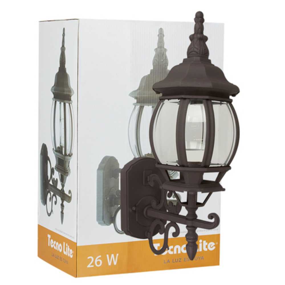 KIT DE 2 PIEZAS DE FAROL DE EXTERIOR SIENA TECNOLITE PARA SOBREPONER 26W BASE E27 CAFE