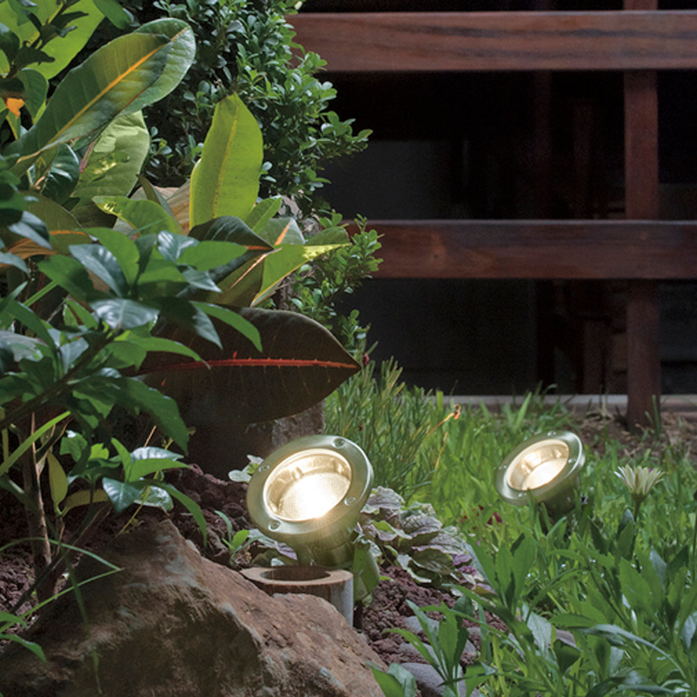 KIT DE 4 PIEZAS DE REFLECTOR LED DENIA TECNOLITE SUMERGIBLE DE BAJA PROFUNDIDAD 50W LUZ SUAVE CÁLIDA BASE GX5.3 VERDE