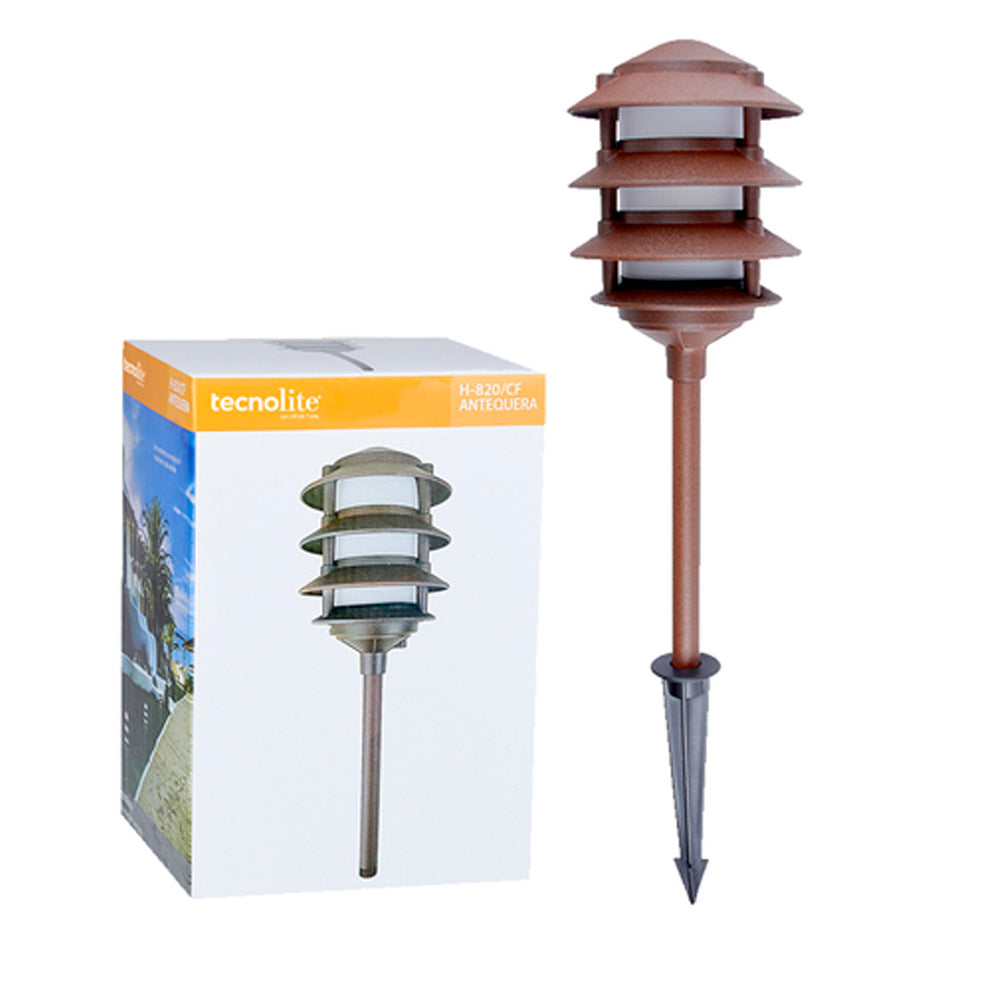 KIT DE 2 PIEZAS DE MINI POSTE ANTEQUERA TECNOLITE DE EXTERIOR PARA SOBREPONER IP44 BASE E27 CAFÉ