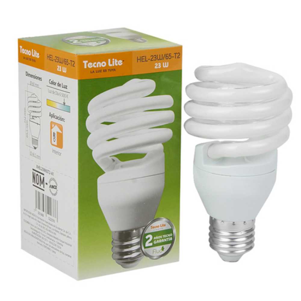 KIT DE 19 PIEZAS DE FOCO FLUORESCENTE TECNOLITE 23W LUZ DE DIA BASE E27