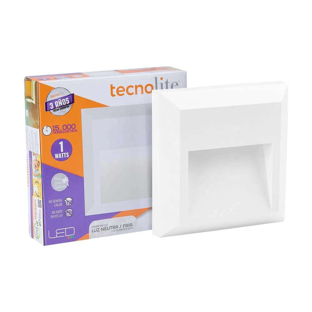 KIT DE 2 PIEZAS DE LÁMPARA DE EXTERIOR LED TECNOLITE ANSHAN I PARA SOBREPONER 1W LUZ BLANCA NEUTRA BLANCO