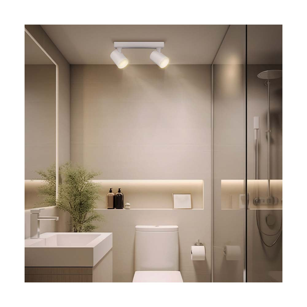 KIT DE 2 LUMINARIOS 2 LUCES PARA SOBREPONER EN TECHO DIRIGIBLE 70W 100-240 VOLTS BASE GU10 COLOR BLANCO CALUX