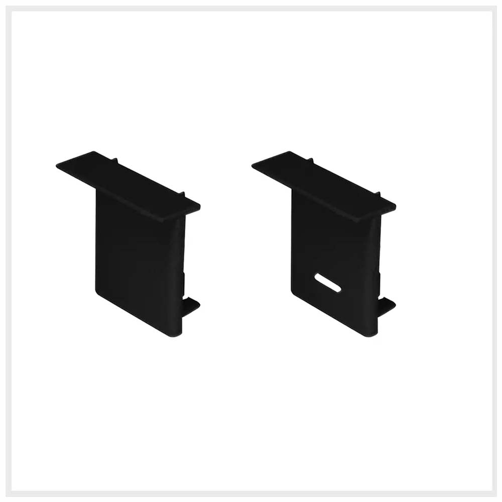 KIT DE 2 PIEZAS DE CONJUNTO QUE CONTIENE PERFIL RECTO DE ALUMINIO 2 MT. MICA DIFUSA NEGRA 2 MTS. 2 TAPAS LATERALES Y 2 GRAPAS IP20 COLOR NEGRO ILUMILEDS