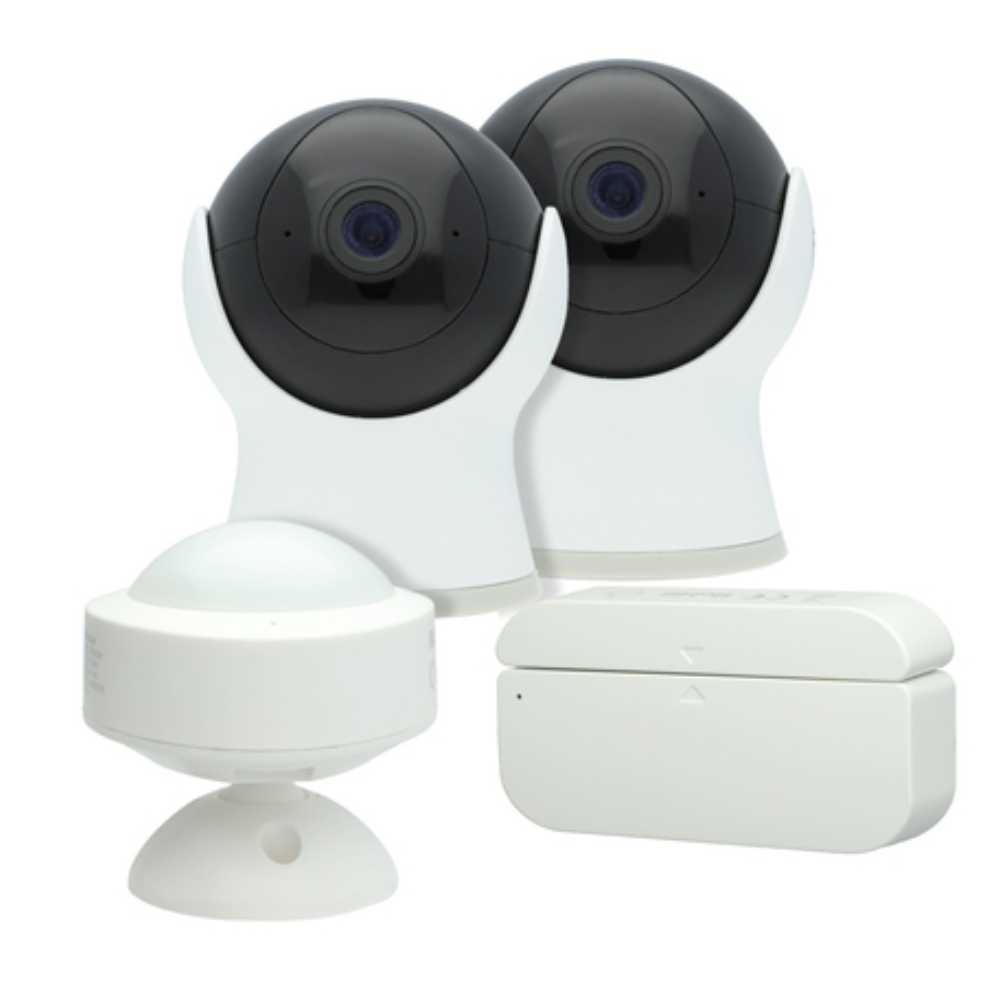 KIT DE DOS MONITORES TECNOLITE MONITOREO BÁSICO DOS CÁMARAS UN SENSOR DE APERTURA UN SENSOR DE MOVIMIENTO COMPATIBLE CON APP MÓVIL Y ASISTENTES DE VOZ ***TECNOLITE HAE***