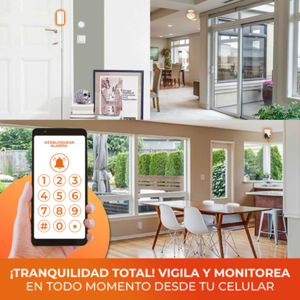 KIT DE DOS MONITORES TECNOLITE MONITOREO BÁSICO DOS CÁMARAS UN SENSOR DE APERTURA UN SENSOR DE MOVIMIENTO COMPATIBLE CON APP MÓVIL Y ASISTENTES DE VOZ ***TECNOLITE HAE***