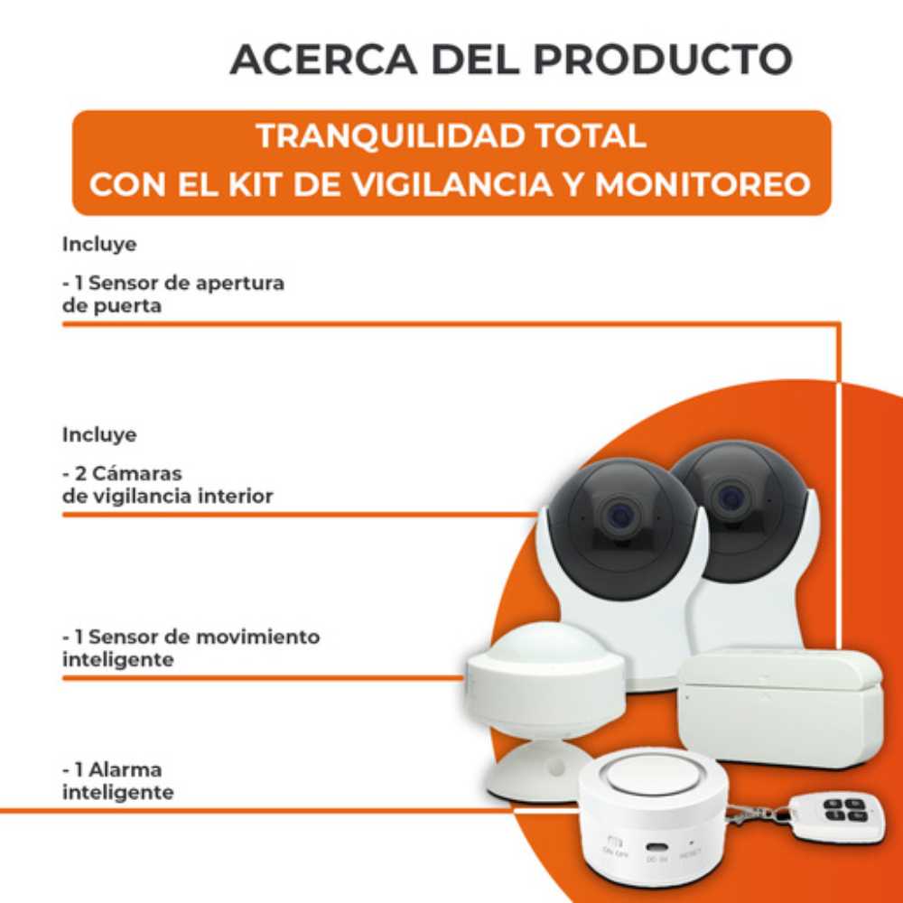 KIT 2 CAMARAS SIRENA SENS/PV SENS MOV CTR MCA TECNOLITE