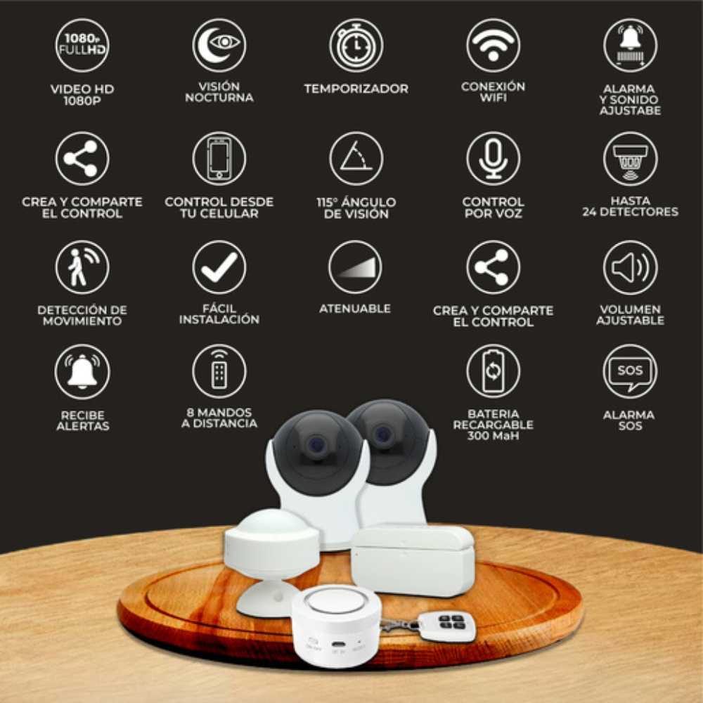 KIT 2 CAMARAS SIRENA SENS/PV SENS MOV CTR MCA TECNOLITE