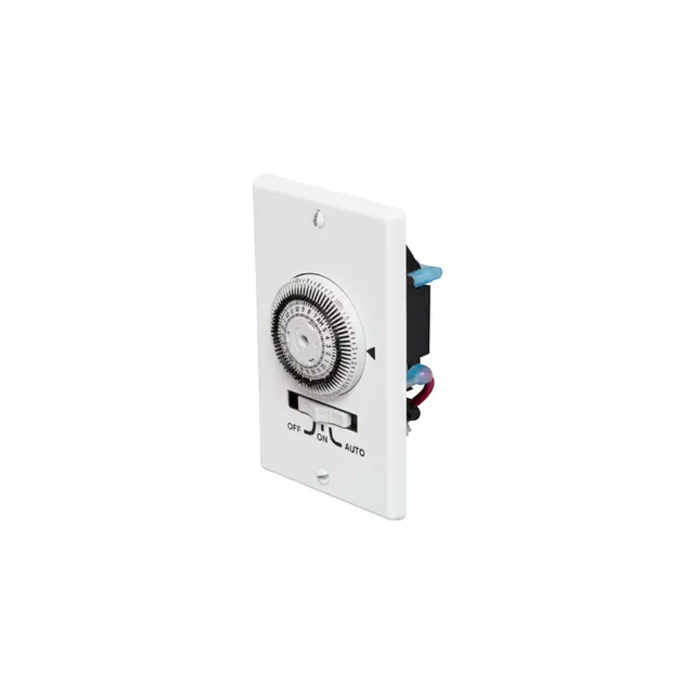 TEMPORIZADOR MECANICO EMPOTRADO 24HRS. TRABAJO PESADO 20A/120VCA. SPST CON 1 SOPORTE DE MONTAJE BLANCO INTERMATIC