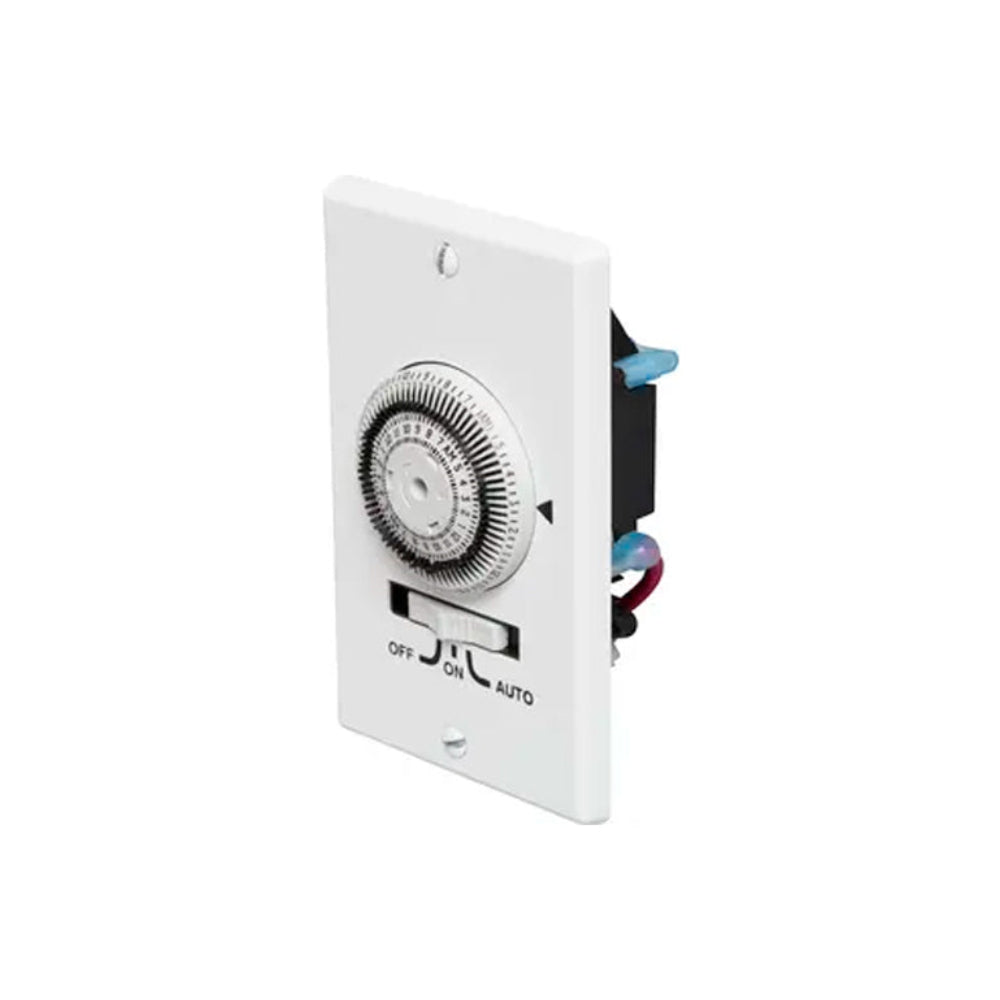 TEMPORIZADOR MECANICO EMPOTRADO 24HRS. TRABAJO PESADO 20A/120VCA. SPST CON 1 SOPORTE DE MONTAJE BLANCO INTERMATIC