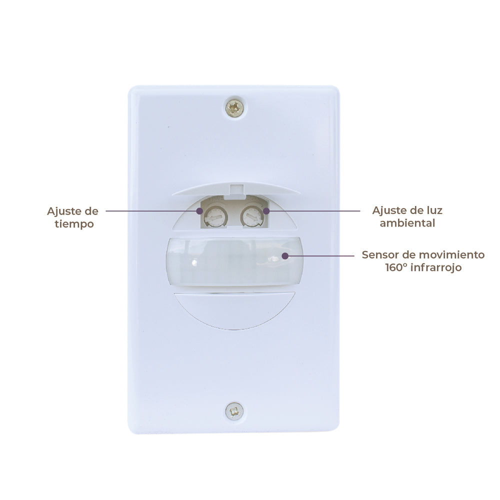 KIT DE 5 SENSORES DE MOVIMIENTO DE 180 GRADOS PARA EMPOTRAR EN PARED CON SWITCH COLOR BLANCO TECNOLITE