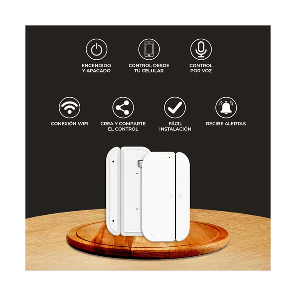 KIT DE 4 PIEZAS DE SENSOR DE APERTURA TECNOLITE OPEN ALERT PARA PUERTAS VENTANAS O CAJONES COMPATIBLE CON APP MOVIL Y ASISTENTES DE VOZ