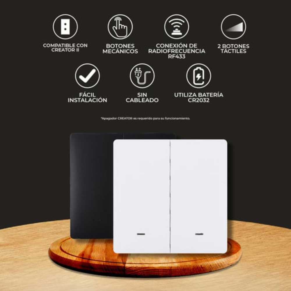 KIT DE 9 PIEZAS DE CONTROL SWITCH 2 INTERRUPTORES ***BLANCO*** .6W 3VCD