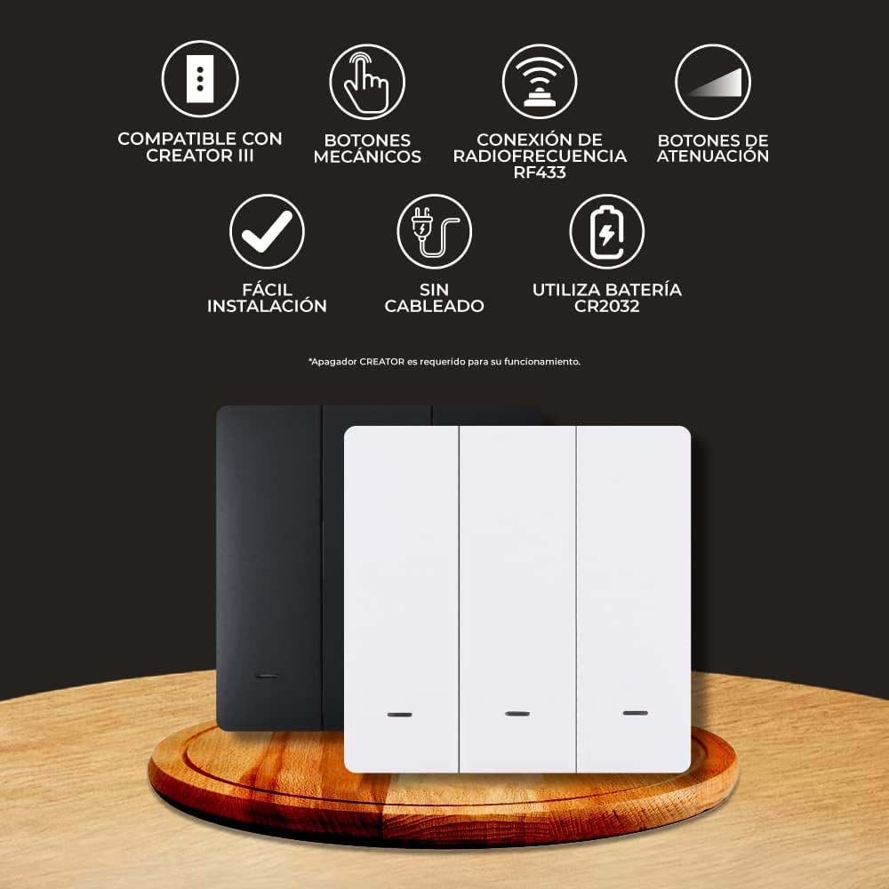 KIT DE 7 PIEZAS DE CONTROL SWITCH 3 INTERRUPTORES ***NEGRO*** S/P .6W 3VCD