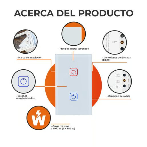 KIT DE 2 PIEZAS DE INTERRUPTOR 2C WIFI S/NEUTRO COLOR BCO