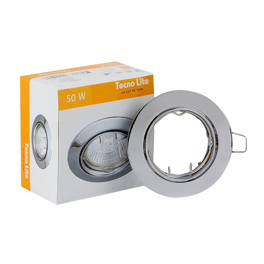 KIT DE 10 PIEZAS DE LAMPARA DE INTERIOR EMPOTRABLE ANDORA TECNOLITE POTENCIA MAXIMA 50W BASE GX5.3 FOCO MR16 NO INCLUIDO CROMADO