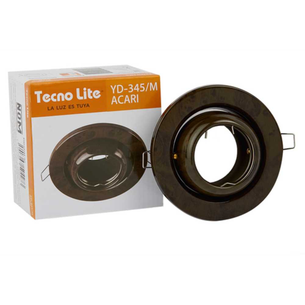 KIT DE 9 PIEZAS DE LAMPARA EMPOTRABLE TECNOLITE ACARI COMPACTO 50W BASE GX5.3 MADERA