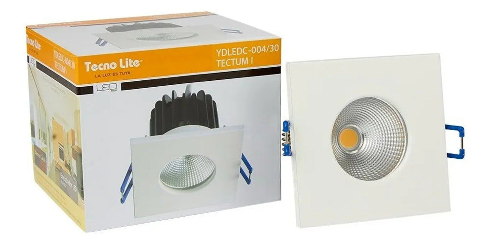 KIT 2 LUMINARIAS EMPOTRABLES TECTUM I BLANCA 9W 240V BLANCO CALIDO YDLEDC-004/30 TECNOLITE