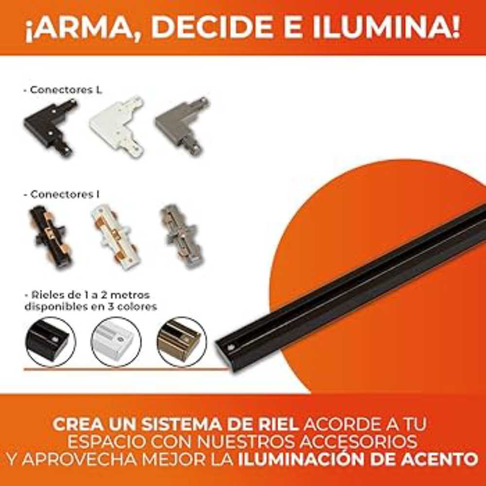 KIT DE 15 PIEZAS DE CONECTOR ESCUADRA TECNOLITE PARA RIEL DE SPOT TRES HILOS SATINADO