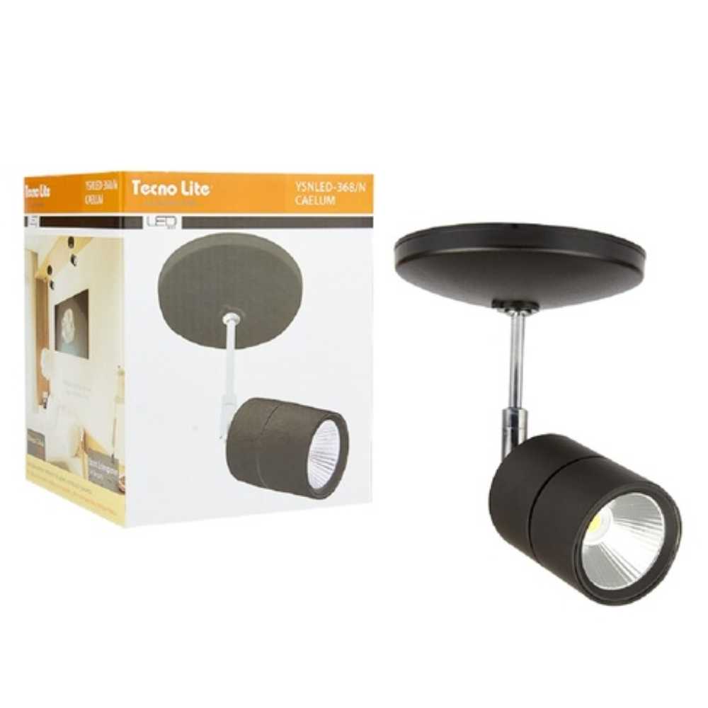 KIT DE 2 PIEZAS DE LÁMPARA DE INTERIOR LED TECNOLITE CAELUM SPOT DE SOBREPONER 12W LUZ SUAVE CÁLIDA NEGRO