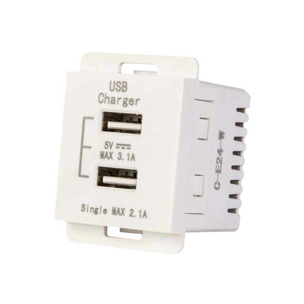 CARGADOR USB STALO & KRISTALO 2 PUERTOS 1/2 BLANCO ENT 110-250VCA SAL 3.1A