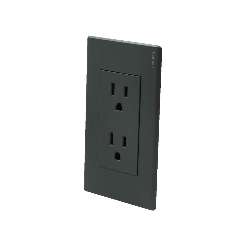 RECEPTACULO DUPLEX STALO & KRISTALO 3/3 NEGRO MATE 15A 127/250V