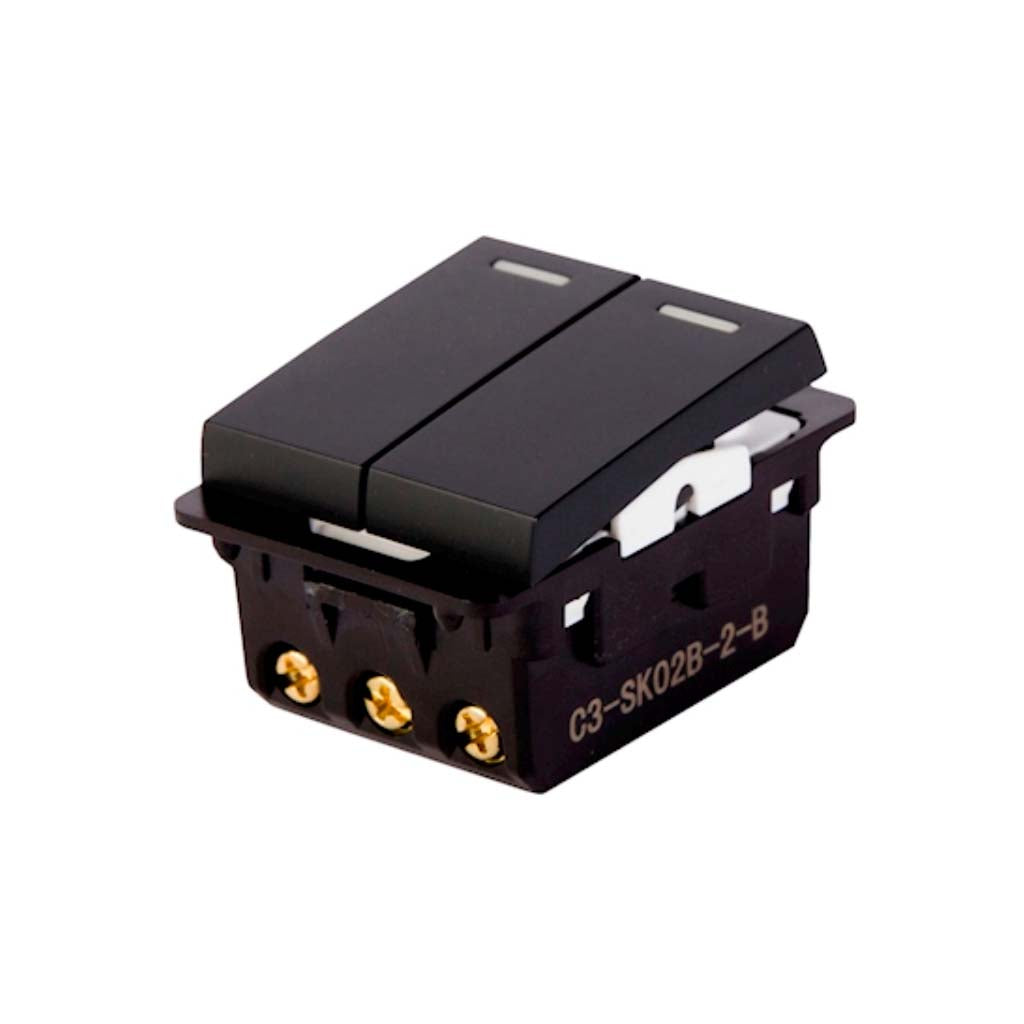 INTERRUPTOR 3VIAS STALO & KRISTALO DOBLE 1/2 NEGRO MATE 10A-250VCA