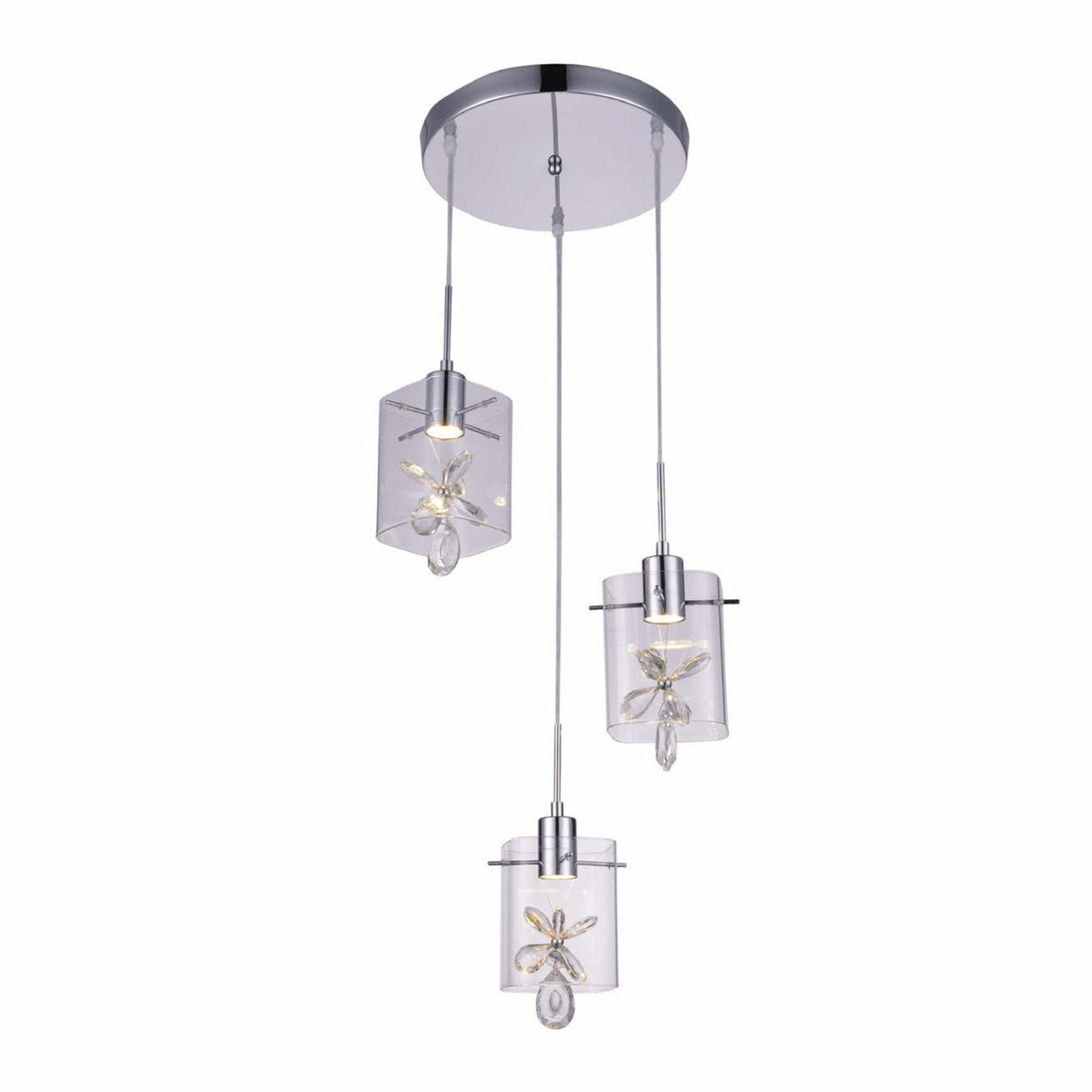 LUMINARIO COLGANTE DE CRISTAL 3X4W ACABADO CROMOADO STRATTO *** HA. LUMI ***
