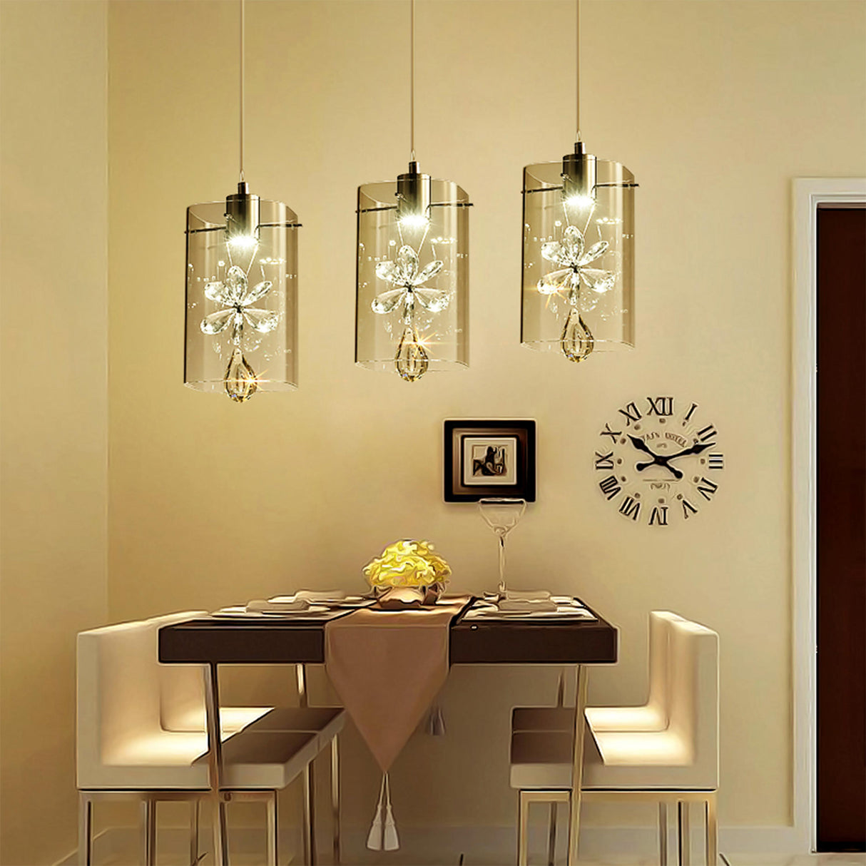 LUMINARIO COLGANTE DE CRISTAL 3X4W ACABADO CROMOADO STRATTO *** HA. LUMI ***