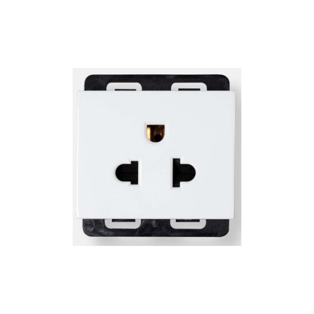 RECEPTACULO STALO & KRISTALO 2/3 UNIVERSAL CON TIERRA BLANCO 16A - 250V CA