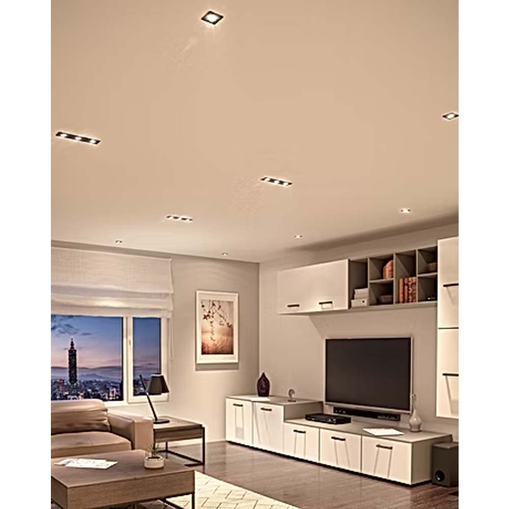 LUMINARIO LED DIRIGIBLE SOBREPONER TECHO FLASH D I 4.4W/100-140V. NEGRO CON BLANCO 3000K LUZ CALIDA ELECTROMAG