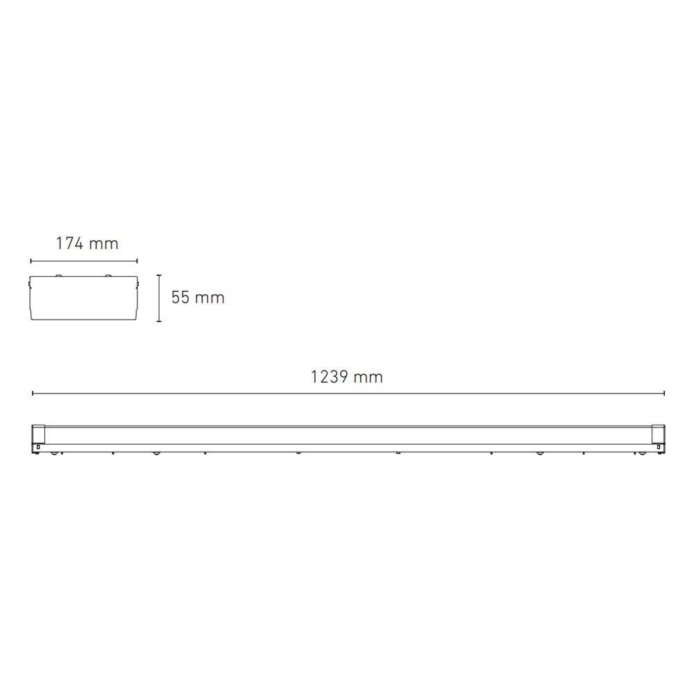 GABINETE INDUSTRIAL METALICO MINI TRACK T8 LED 2X18W/100-240V. PANTALLA TEXT. 4000K LUZ NEUTRA ELECTROMAG