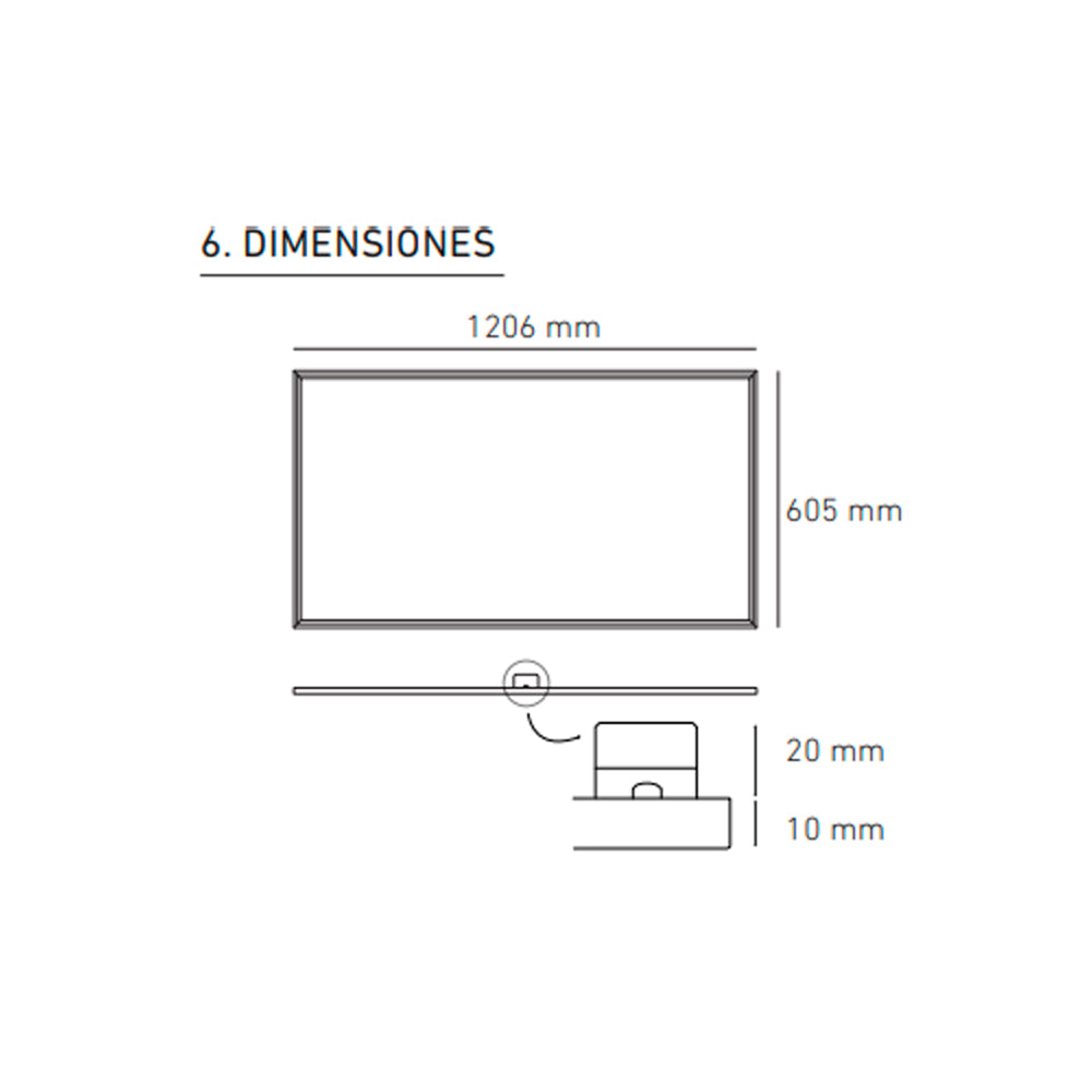 LUMINARIA PANEL BASICO 60X120 64W/100-140V. LUZ FRIA 4000K BLANCO ELECTROMAG