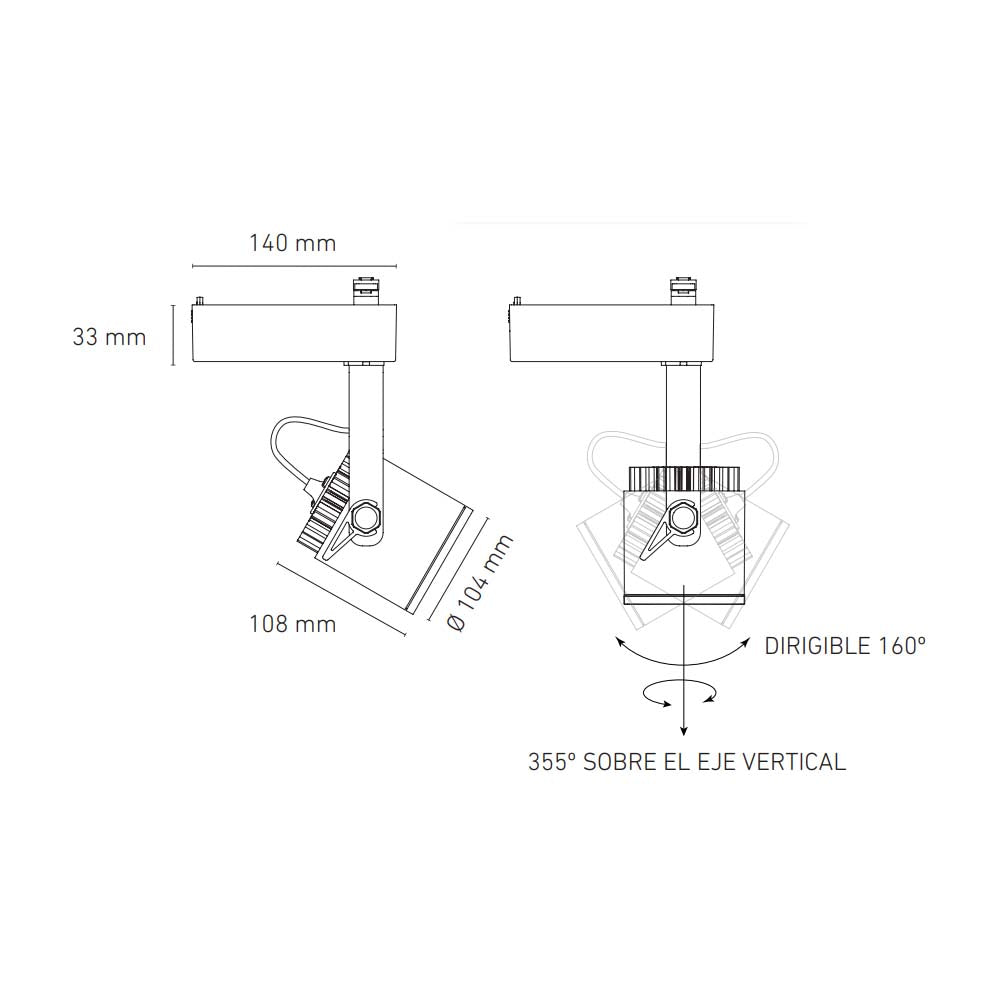 LUMINARIO LED RIEL 29W/100-305V. 24 C30-R BLANCO 3000K LUZ CALIDA ELECTROMAG