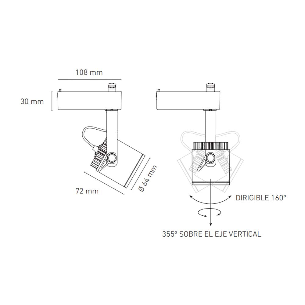 LUMINARIO LED RIEL 12W/100-305V. 24 C12-R BLANCO 4000K LUZ NEUTRA ELECTROMAG