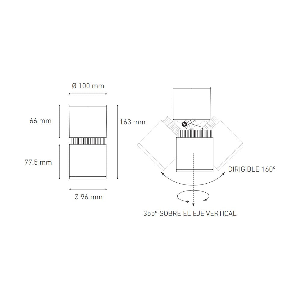 LUMINARIO LED SOBREPONER 20W/100-305V. 24 C20-S NEGRO 4000K LUZ CALIDA ELECTROMAG