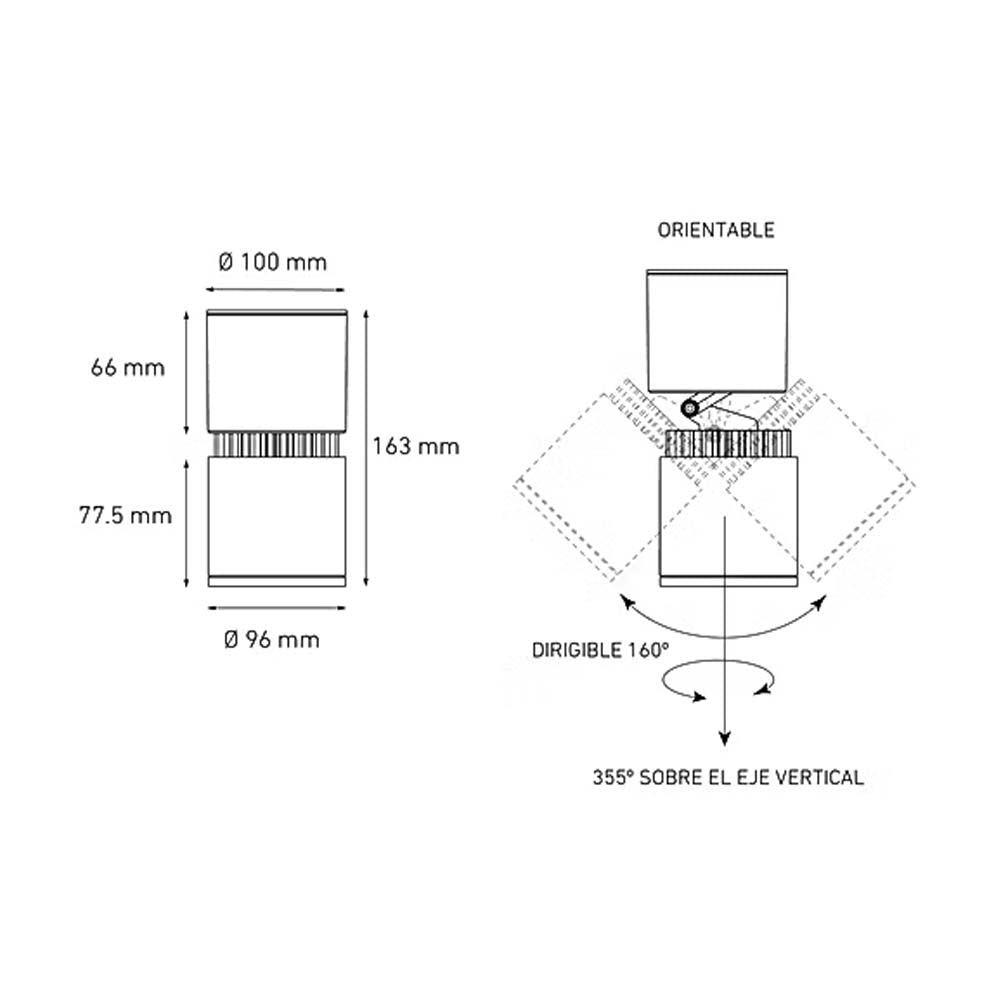 PROYECTOR SOBREPONER 20W/100-305V. LED C20 S 45 30K NEGRO ELECTROMAG